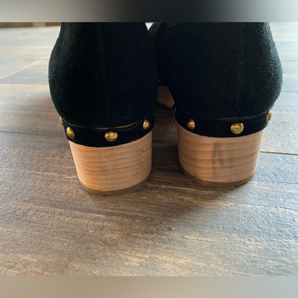 NEW J. Crew black suede leather faux fur lined clog ankle boots size 10.5 NEW! - Picture 5 of 10